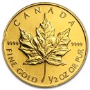1/2 oz Gold Canadian Maple Leaf (Abrasions) 1/2 oz Gold Canadian Maple Leaf (Abrasions)